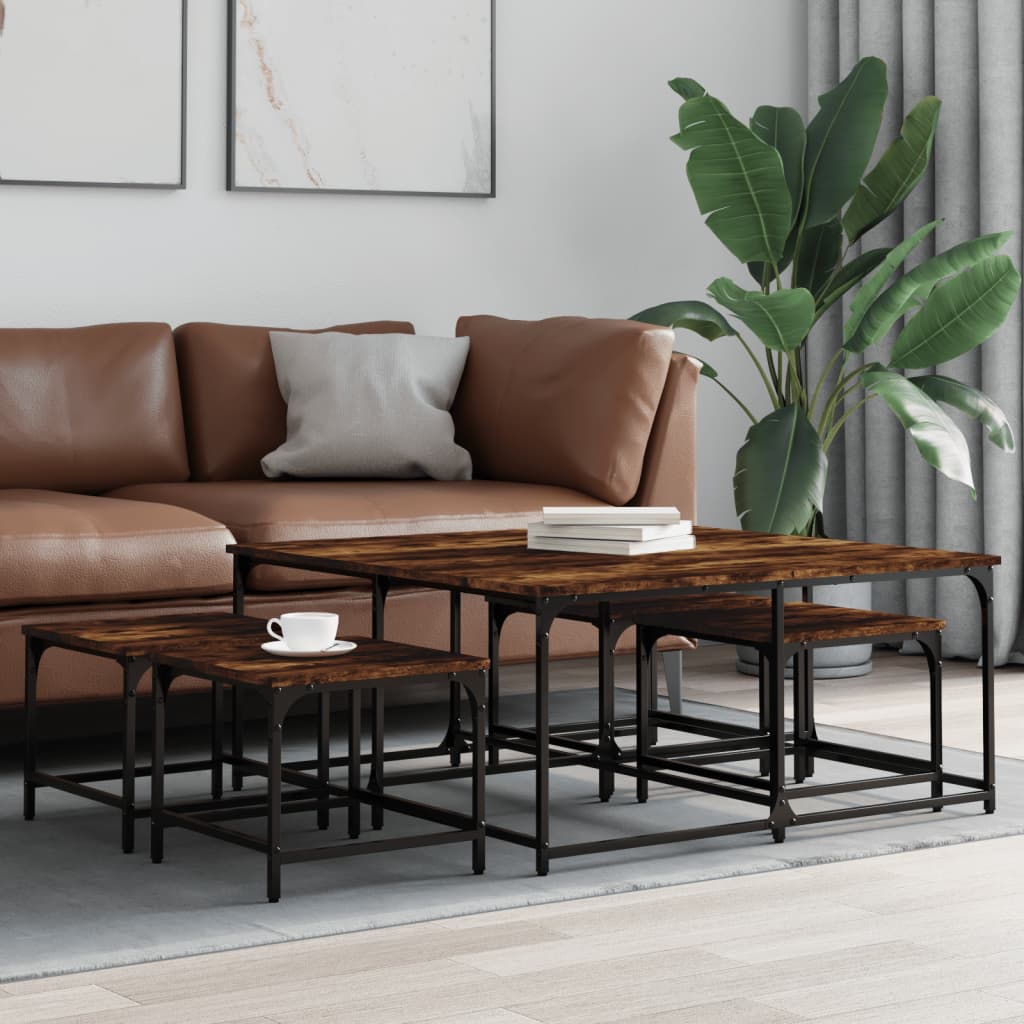 Tables basses gigognes 5 pcs chêne fumé bois d'ingénierie - XIOS