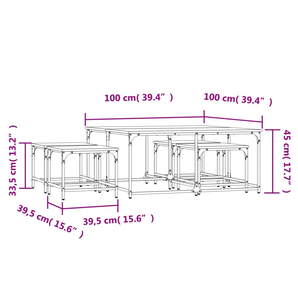 Tables basses gigognes 5 pcs chêne marron bois d'ingénierie - XIOS