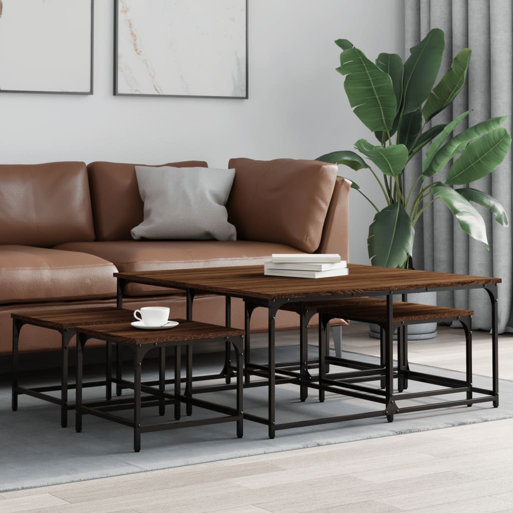 Tables basses gigognes 5 pcs chêne marron bois d'ingénierie - XIOS