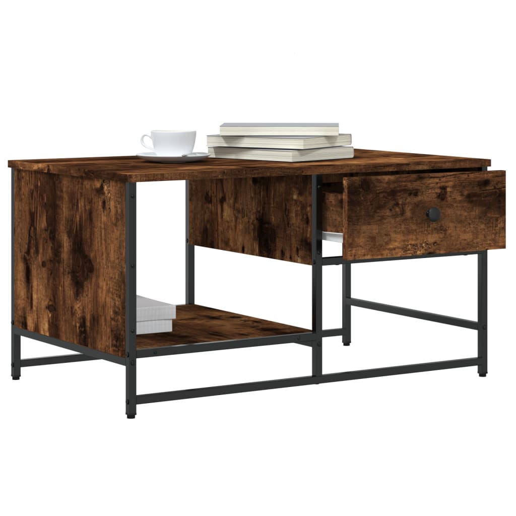 Table basse chêne fumé 85,5x51x45 cm bois d'ingénierie - XIOS