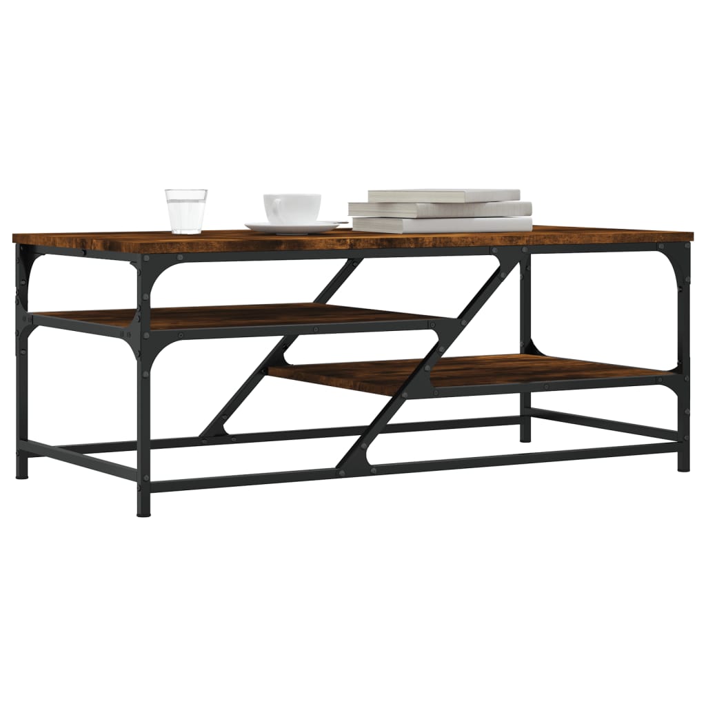 Table basse chêne fumé 100x49x40 cm bois d'ingénierie - XIOS