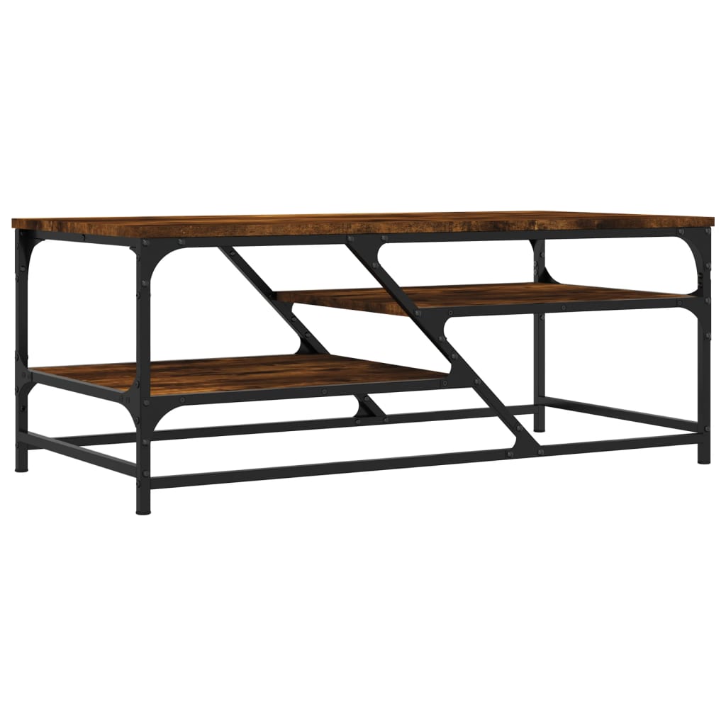 Table basse chêne fumé 100x49x40 cm bois d'ingénierie - XIOS