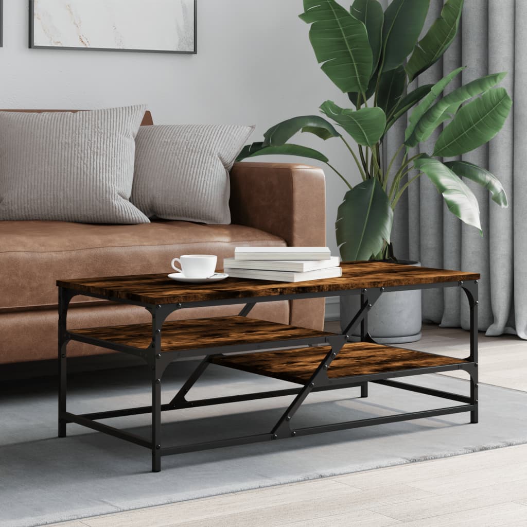 Table basse chêne fumé 100x49x40 cm bois d'ingénierie - XIOS
