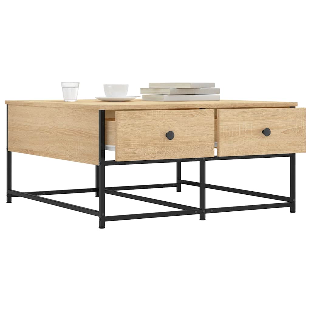 Table basse chêne sonoma 80x80x40 cm bois d'ingénierie - XIOS