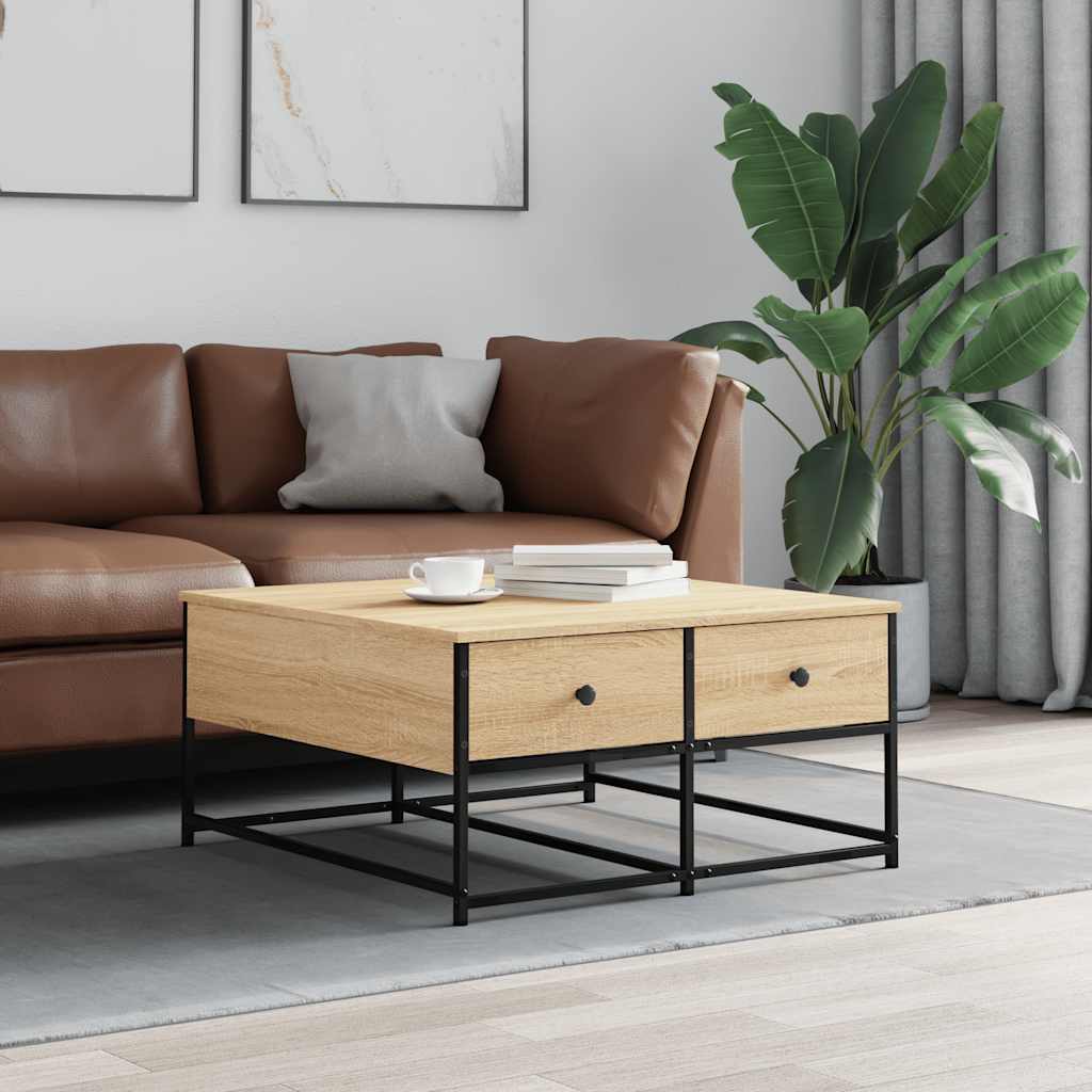 Table basse chêne sonoma 80x80x40 cm bois d'ingénierie - XIOS