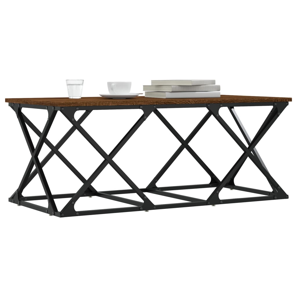 Table basse chêne marron 100x49x40 cm bois d'ingénierie - XIOS
