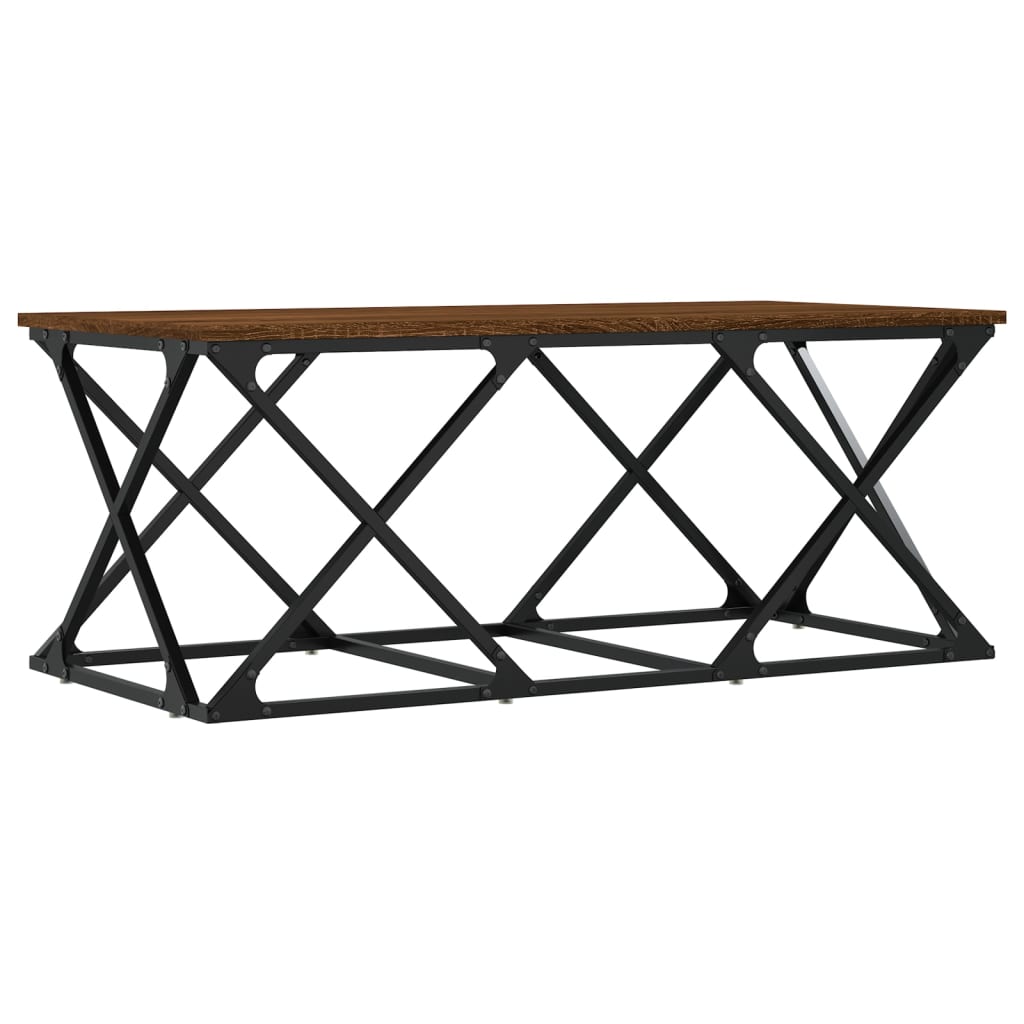Table basse chêne marron 100x49x40 cm bois d'ingénierie - XIOS