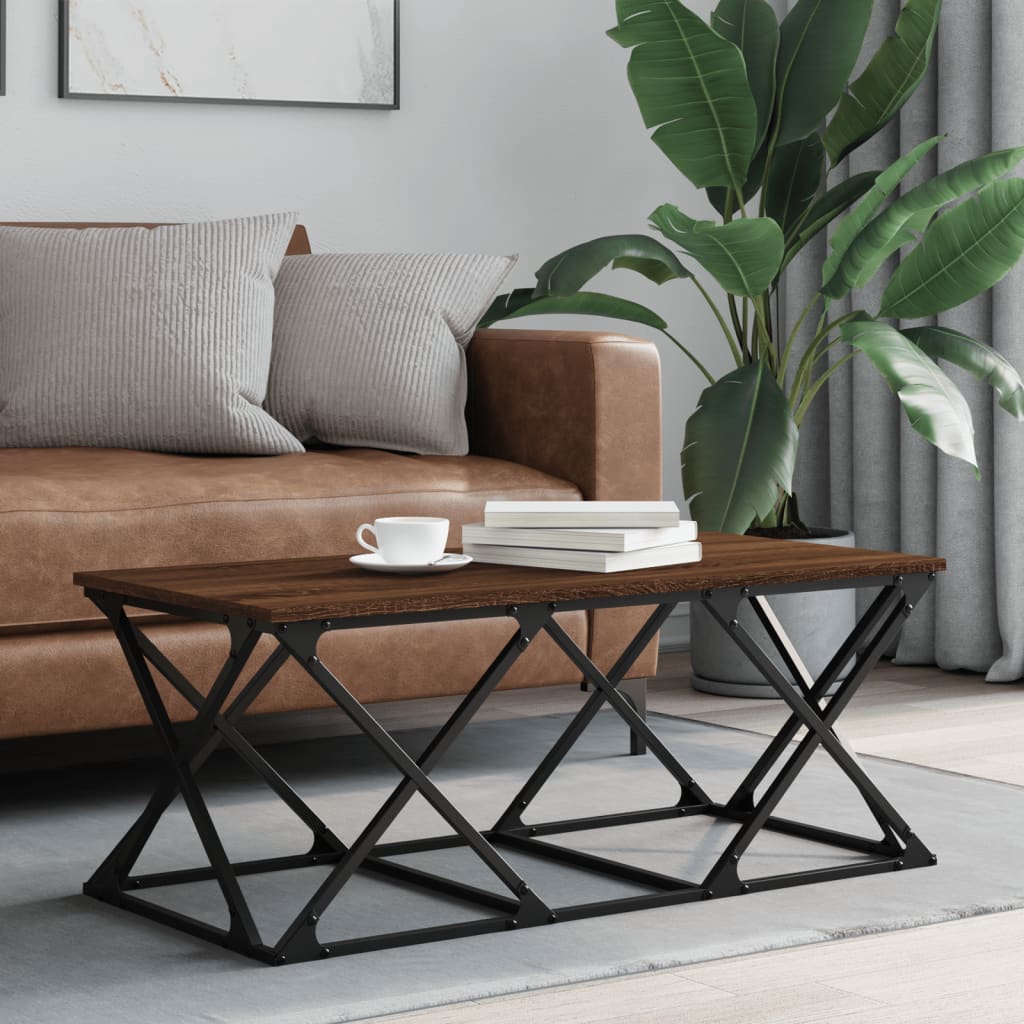 Table basse chêne marron 100x49x40 cm bois d'ingénierie - XIOS