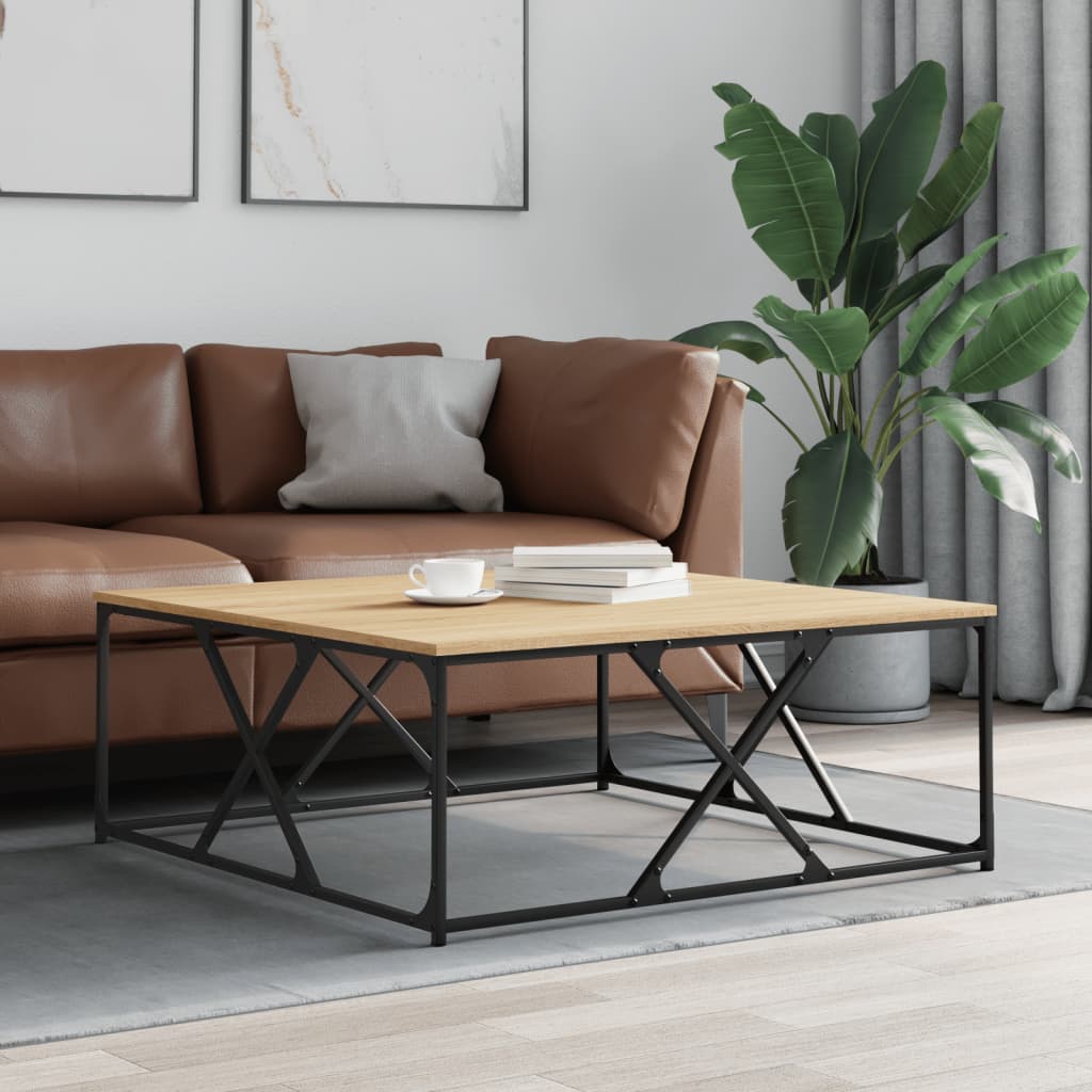 Table basse chêne sonoma 100x100x40 cm bois d'ingénierie - XIOS