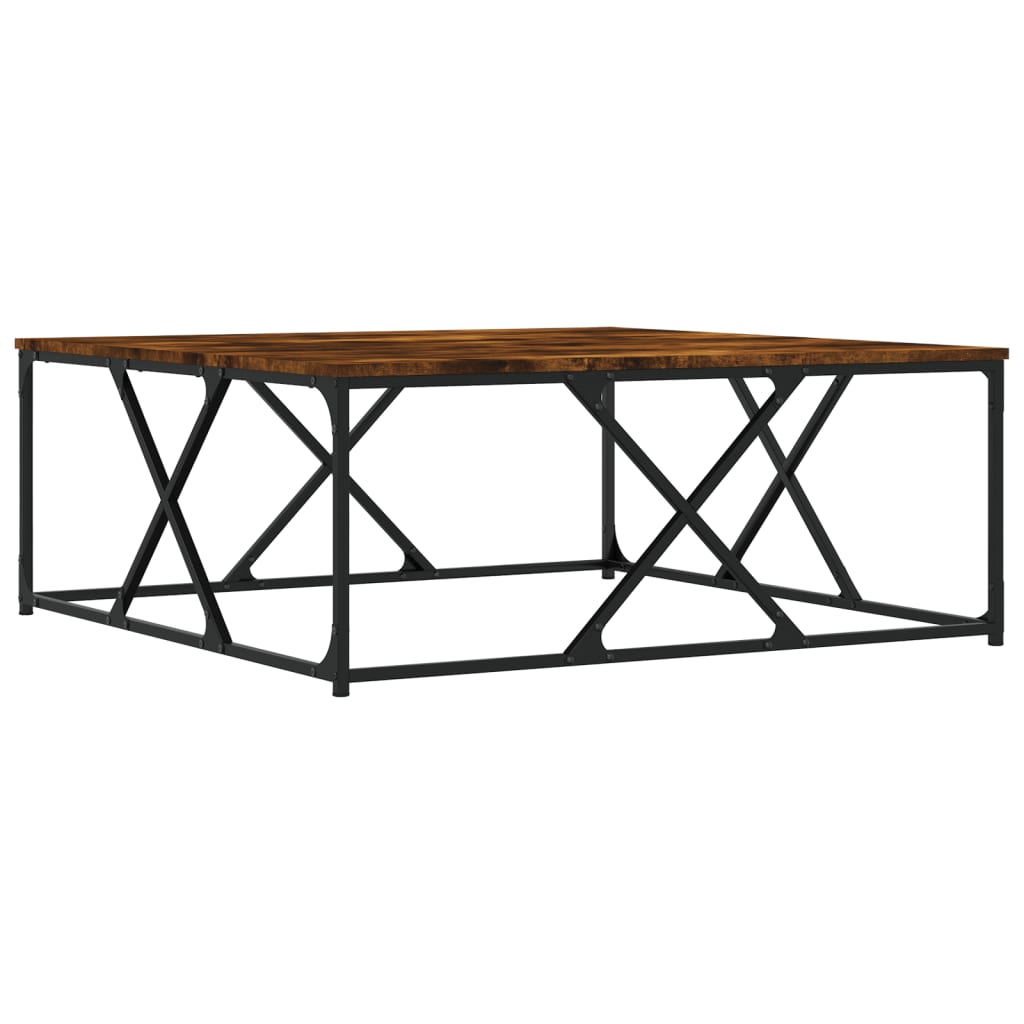 Table basse chêne fumé 100x100x40 cm bois d'ingénierie - XIOS