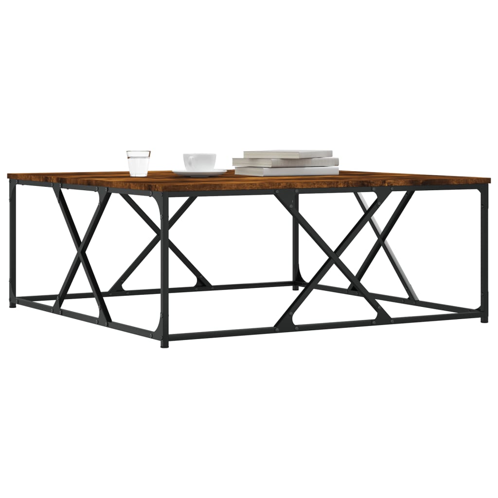 Table basse chêne fumé 100x100x40 cm bois d'ingénierie - XIOS