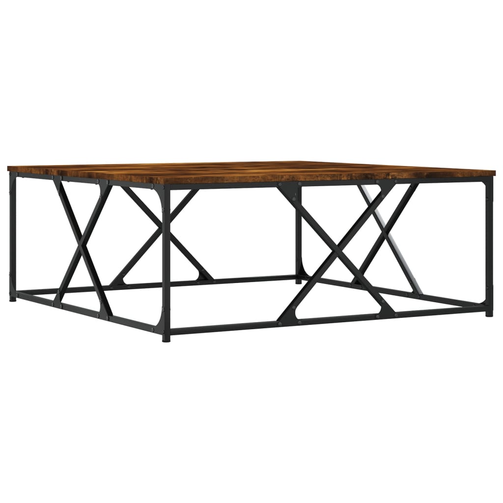 Table basse chêne fumé 100x100x40 cm bois d'ingénierie - XIOS