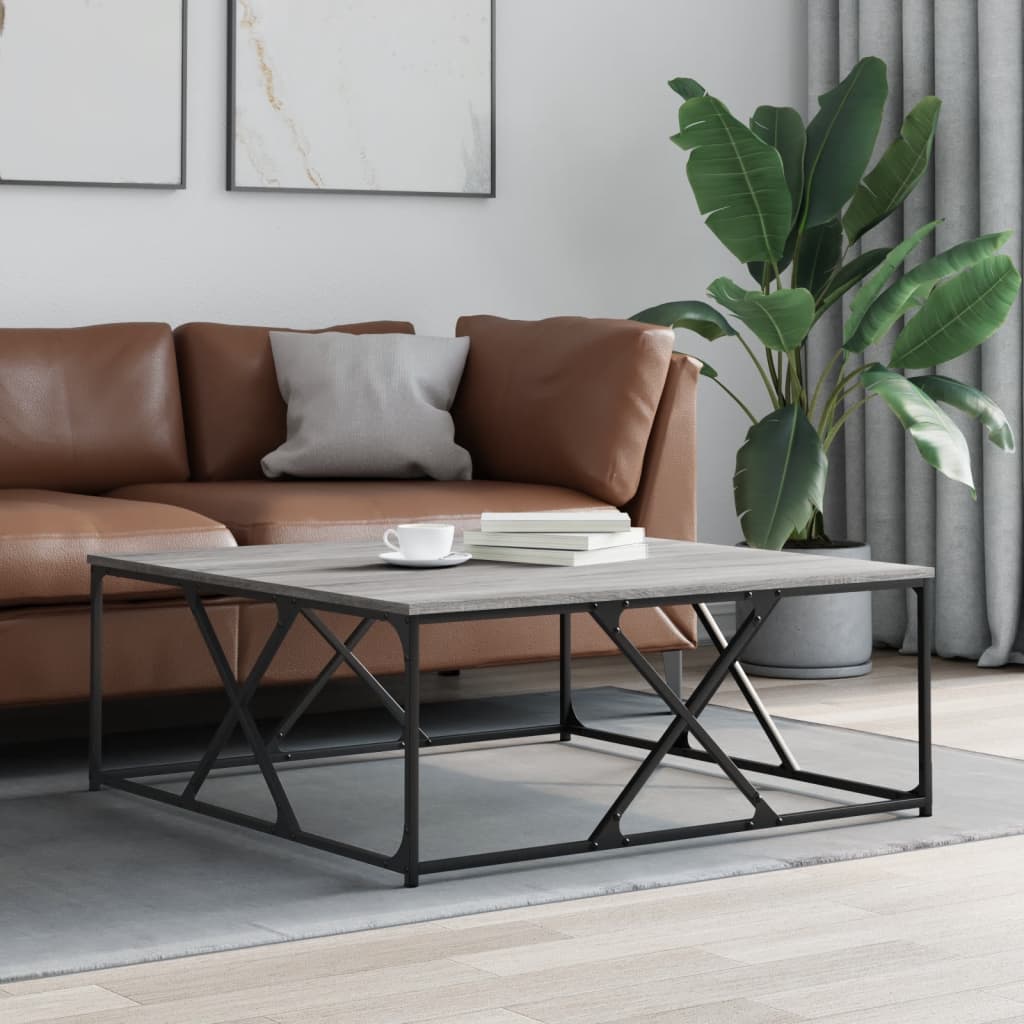 Table basse sonoma gris 100x100x40 cm bois d'ingénierie - XIOS