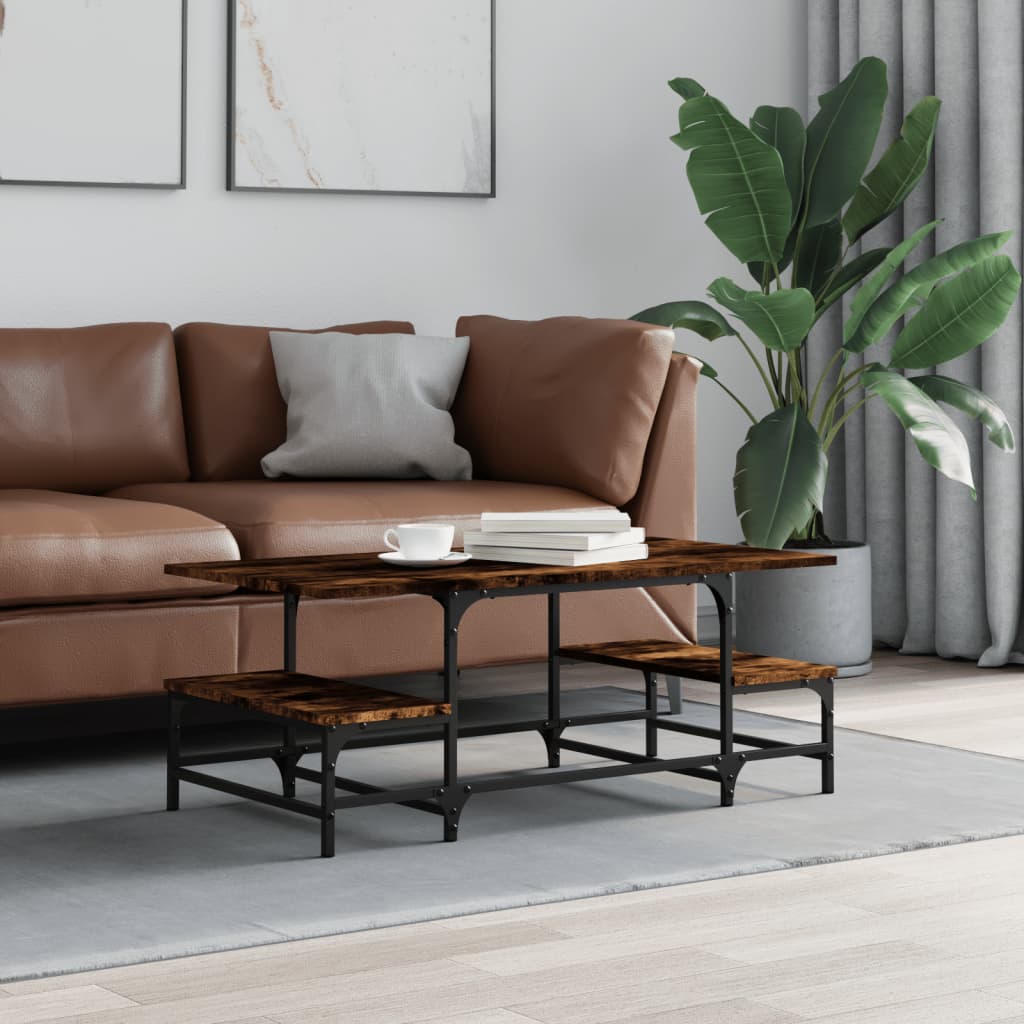 Table basse chêne fumé 100x50,5x40 cm bois d'ingénierie - XIOS
