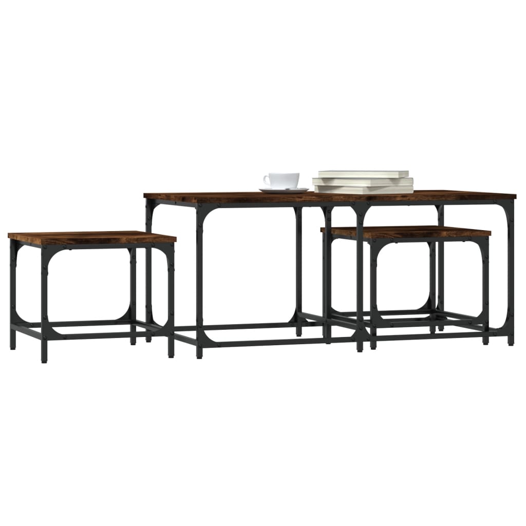 Tables basses gigognes 3 pcs chêne fumé bois d'ingénierie - XIOS