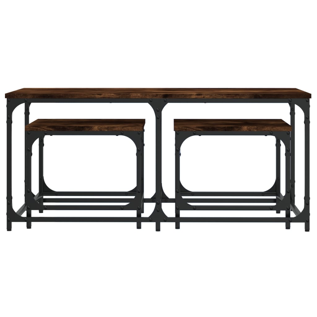 Tables basses gigognes 3 pcs chêne fumé bois d'ingénierie - XIOS