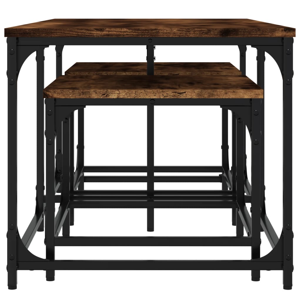 Tables basses gigognes 3 pcs chêne fumé bois d'ingénierie - XIOS