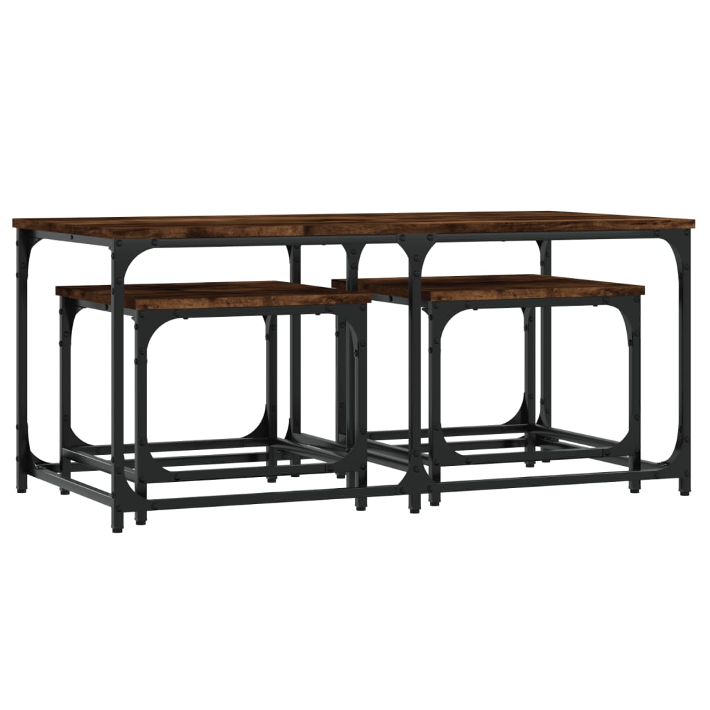 Tables basses gigognes 3 pcs chêne fumé bois d'ingénierie - XIOS