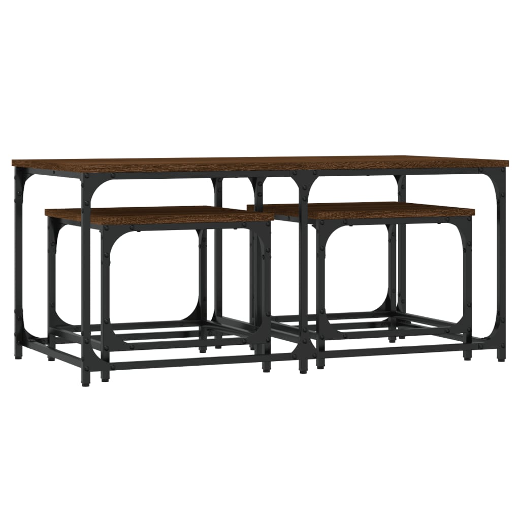 Tables basses gigognes 3 pcs chêne marron bois d'ingénierie - XIOS