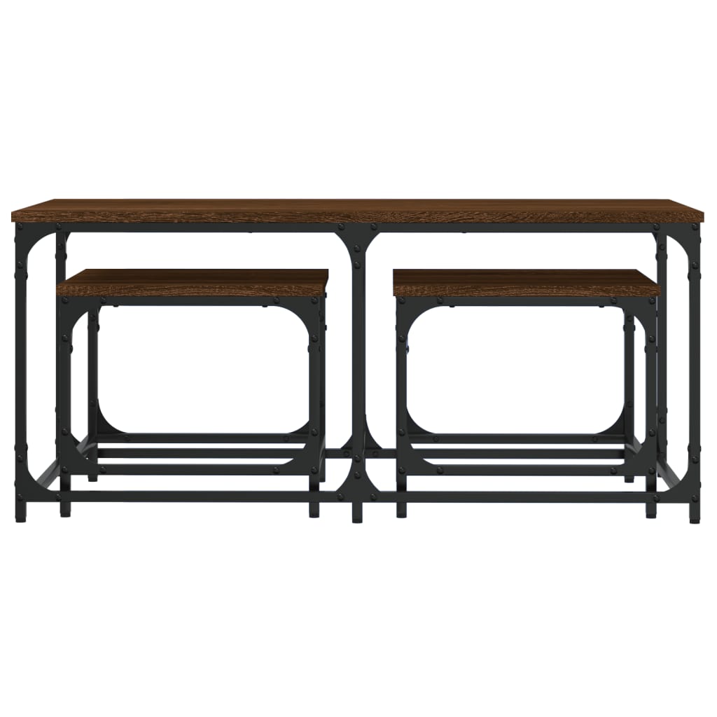 Tables basses gigognes 3 pcs chêne marron bois d'ingénierie - XIOS