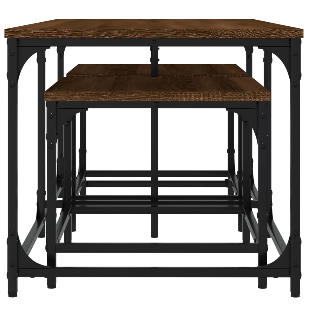 Tables basses gigognes 3 pcs chêne marron bois d'ingénierie - XIOS