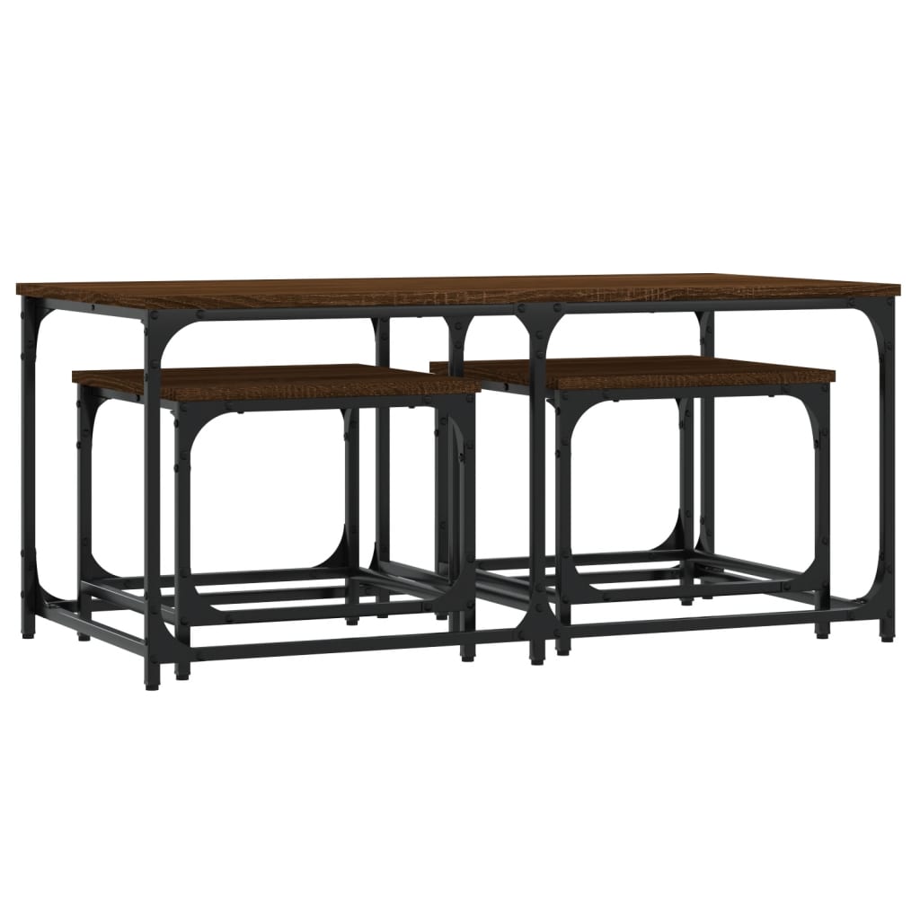 Tables basses gigognes 3 pcs chêne marron bois d'ingénierie - XIOS
