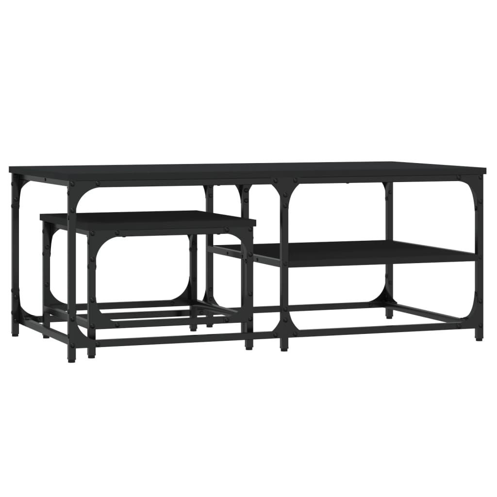 Tables basses gigognes 2 pcs noir bois d'ingénierie - XIOS