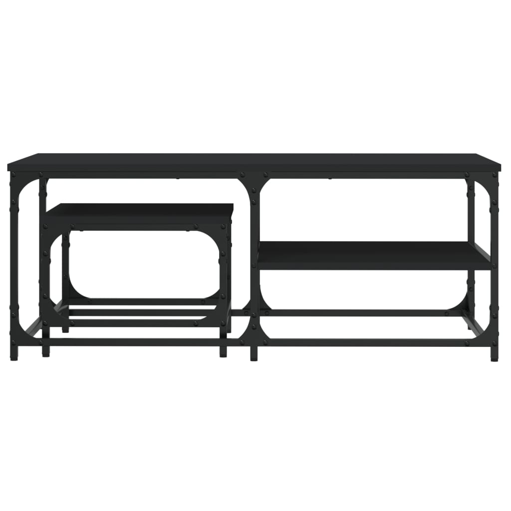 Tables basses gigognes 2 pcs noir bois d'ingénierie - XIOS