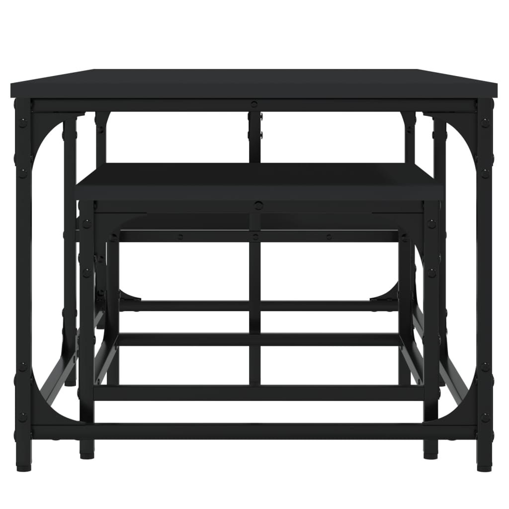 Tables basses gigognes 2 pcs noir bois d'ingénierie - XIOS