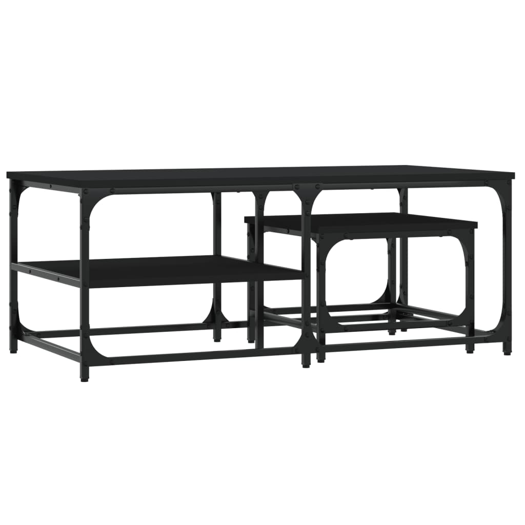 Tables basses gigognes 2 pcs noir bois d'ingénierie - XIOS