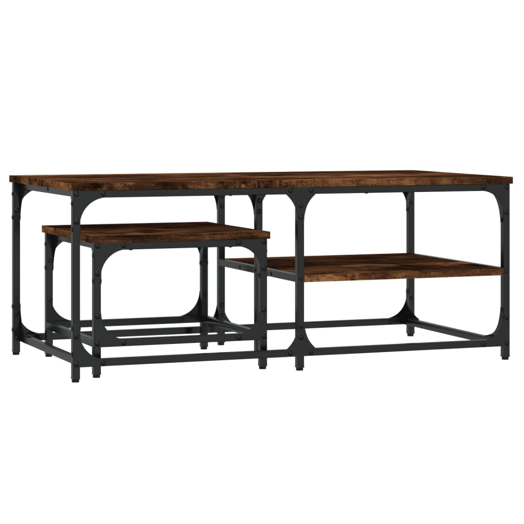 Tables basses gigognes 2 pcs chêne fumé bois d'ingénierie - XIOS