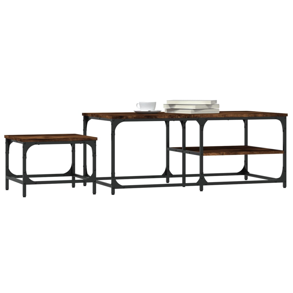 Tables basses gigognes 2 pcs chêne fumé bois d'ingénierie - XIOS