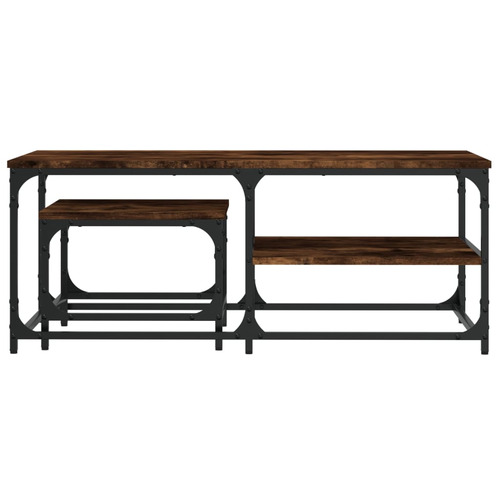 Tables basses gigognes 2 pcs chêne fumé bois d'ingénierie - XIOS