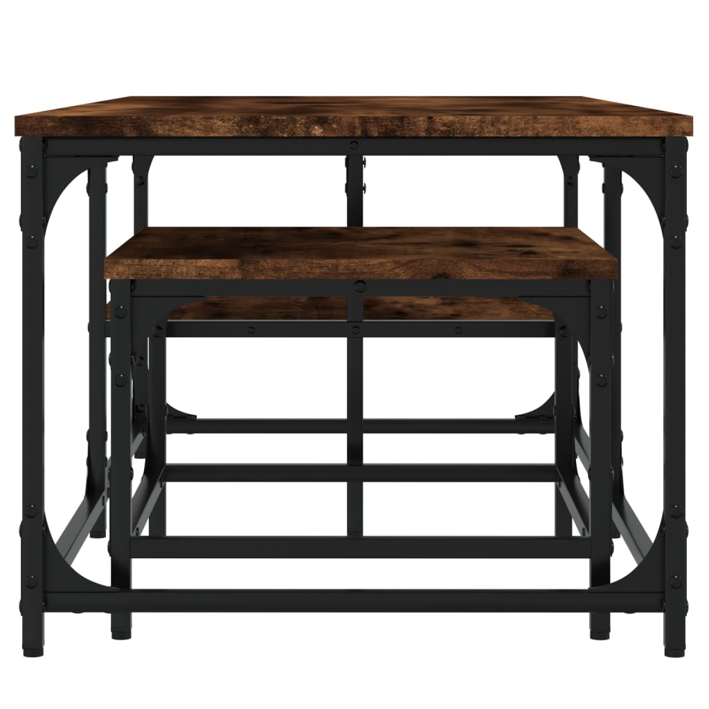 Tables basses gigognes 2 pcs chêne fumé bois d'ingénierie - XIOS