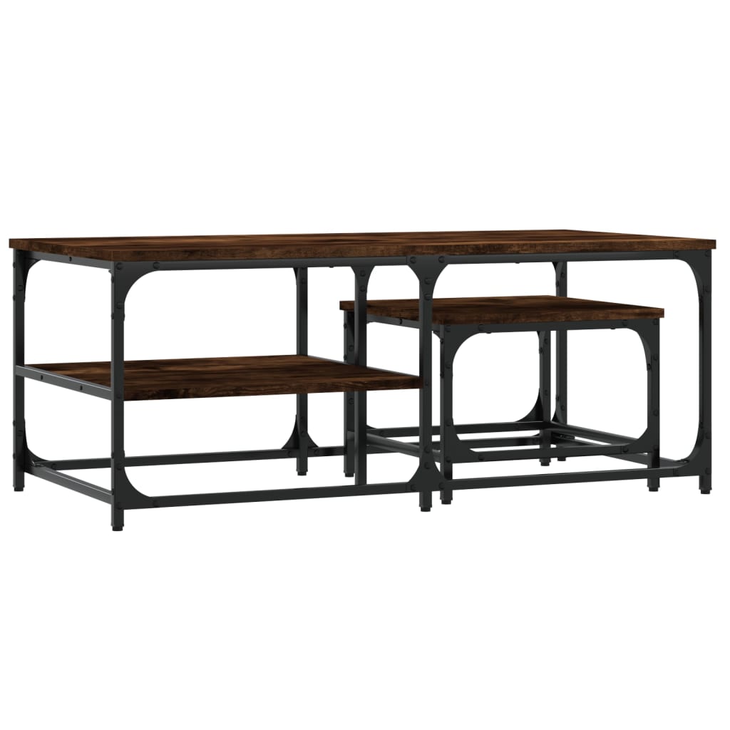 Tables basses gigognes 2 pcs chêne fumé bois d'ingénierie - XIOS