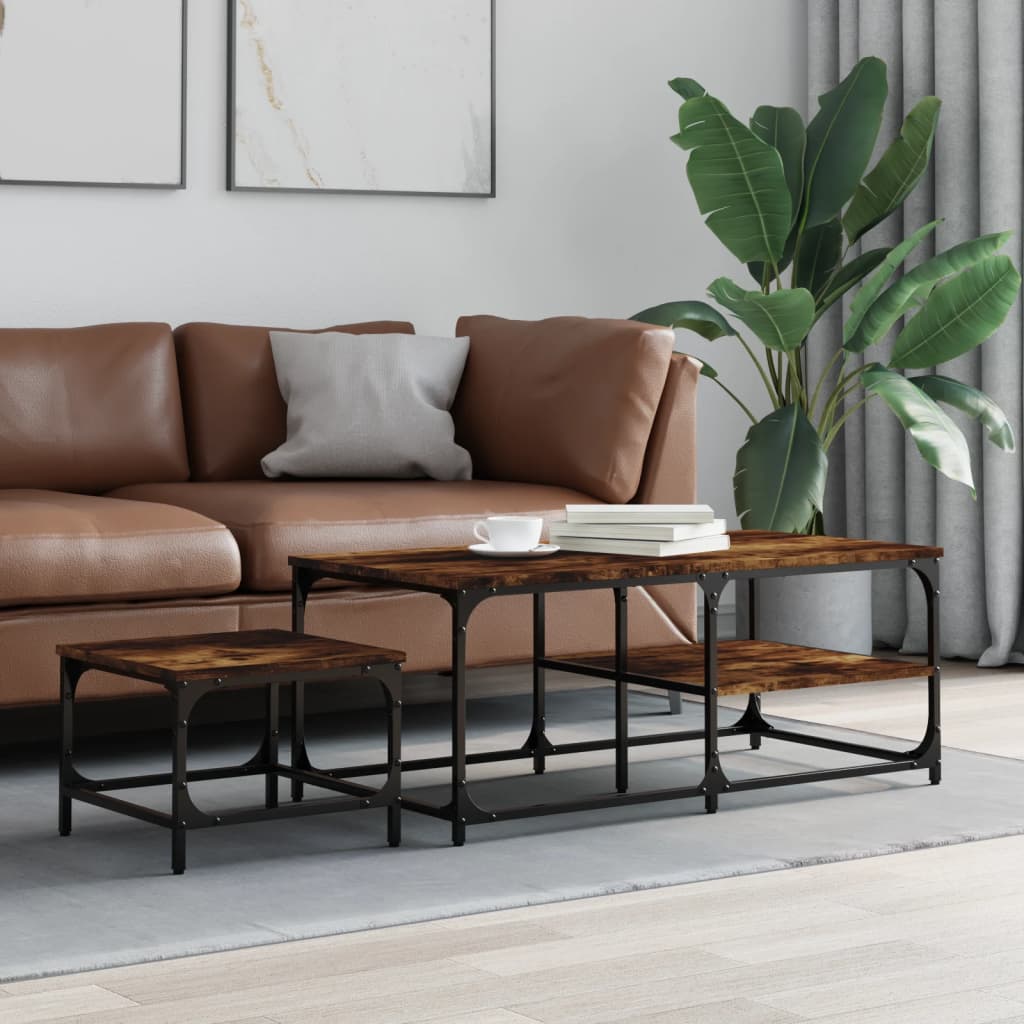 Tables basses gigognes 2 pcs chêne fumé bois d'ingénierie - XIOS
