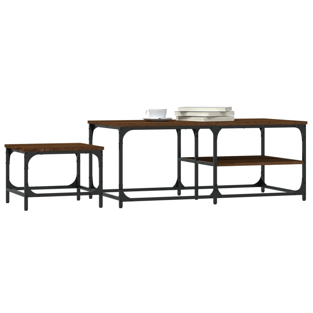 Tables basses gigognes 2 pcs chêne marron bois d'ingénierie - XIOS