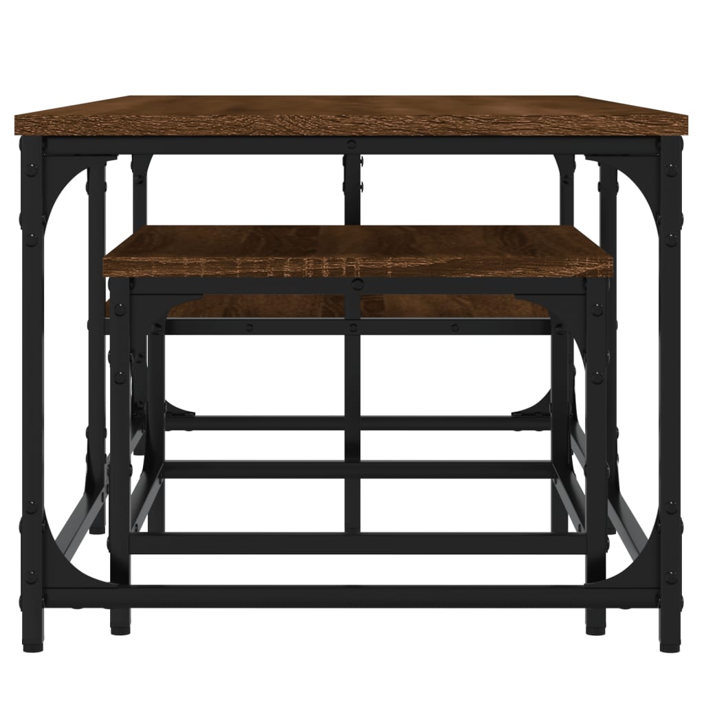 Tables basses gigognes 2 pcs chêne marron bois d'ingénierie - XIOS