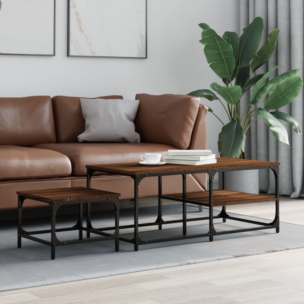 Tables basses gigognes 2 pcs chêne marron bois d'ingénierie - XIOS