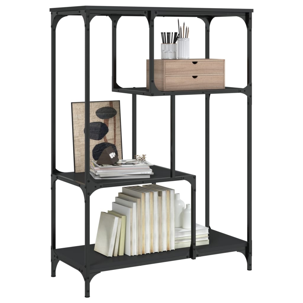 Bibliothèque noir 81x36x115 cm bois d'ingénierie et acier - XIOS