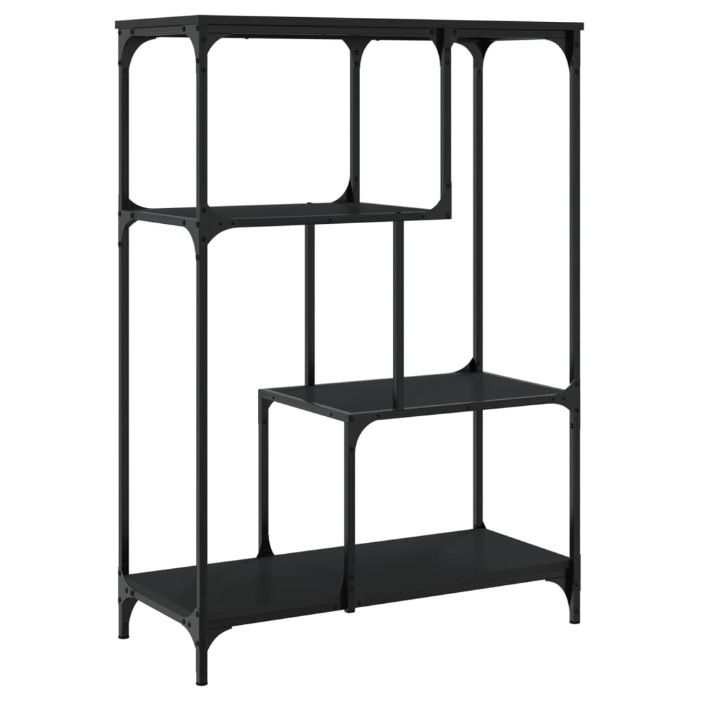 Bibliothèque noir 81x36x115 cm bois d'ingénierie et acier - XIOS