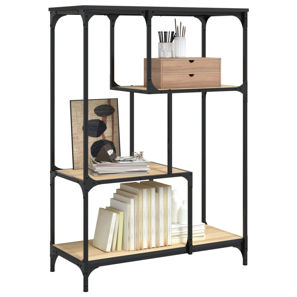 Bibliothèque chêne sonoma 81x36x115 cm bois ingénierie et acier - XIOS