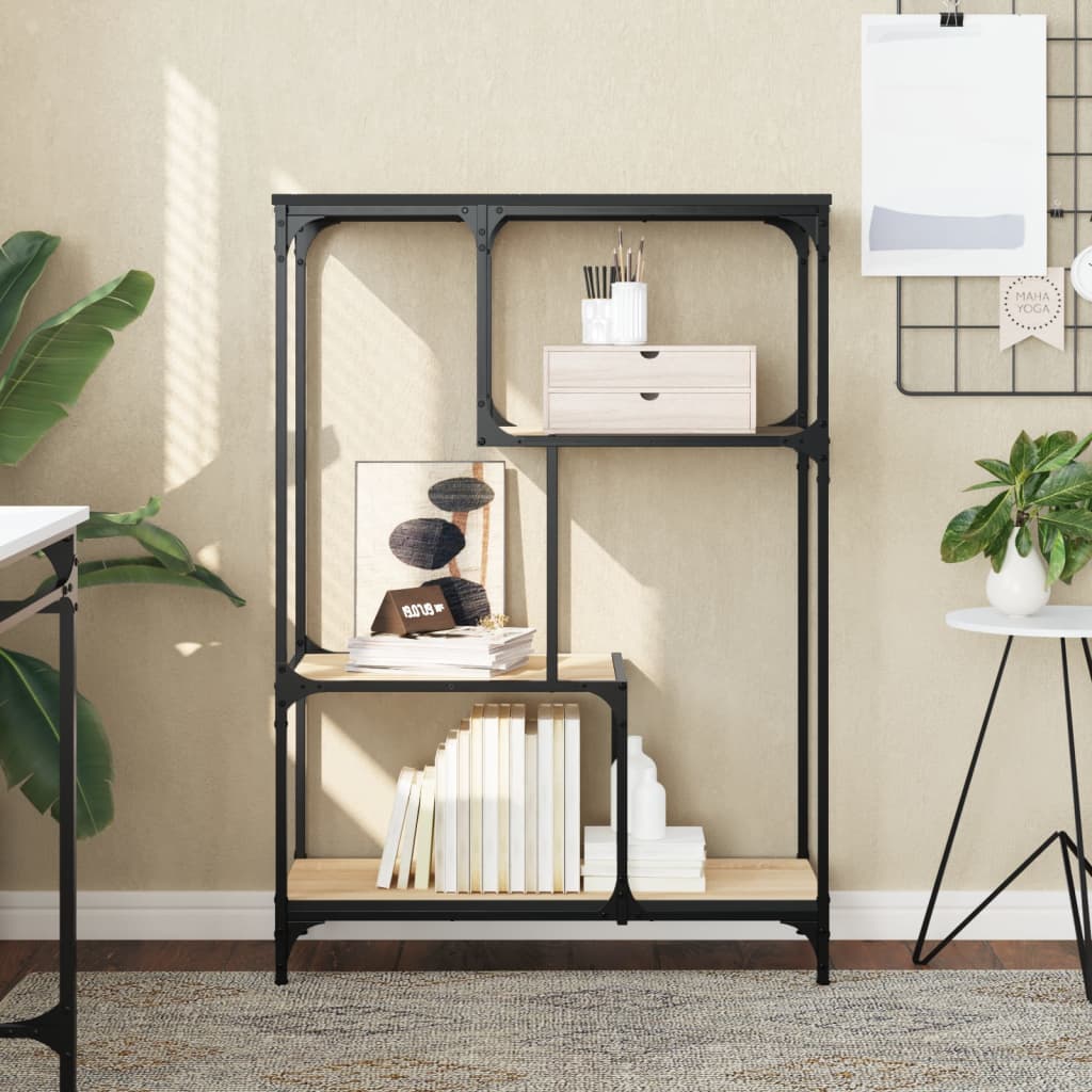 Bibliothèque chêne sonoma 81x36x115 cm bois ingénierie et acier - XIOS