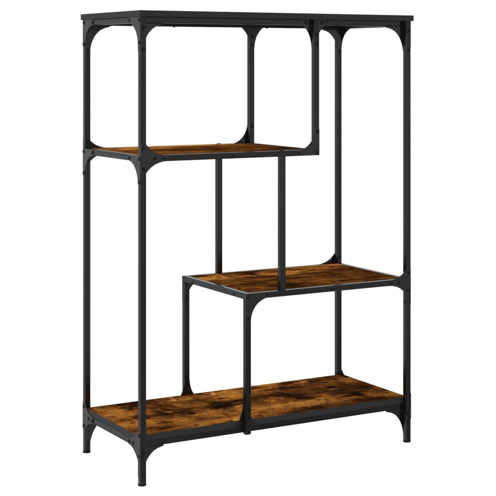 Bibliothèque chêne fumé 81x36x115 cm bois ingénierie et acier - XIOS