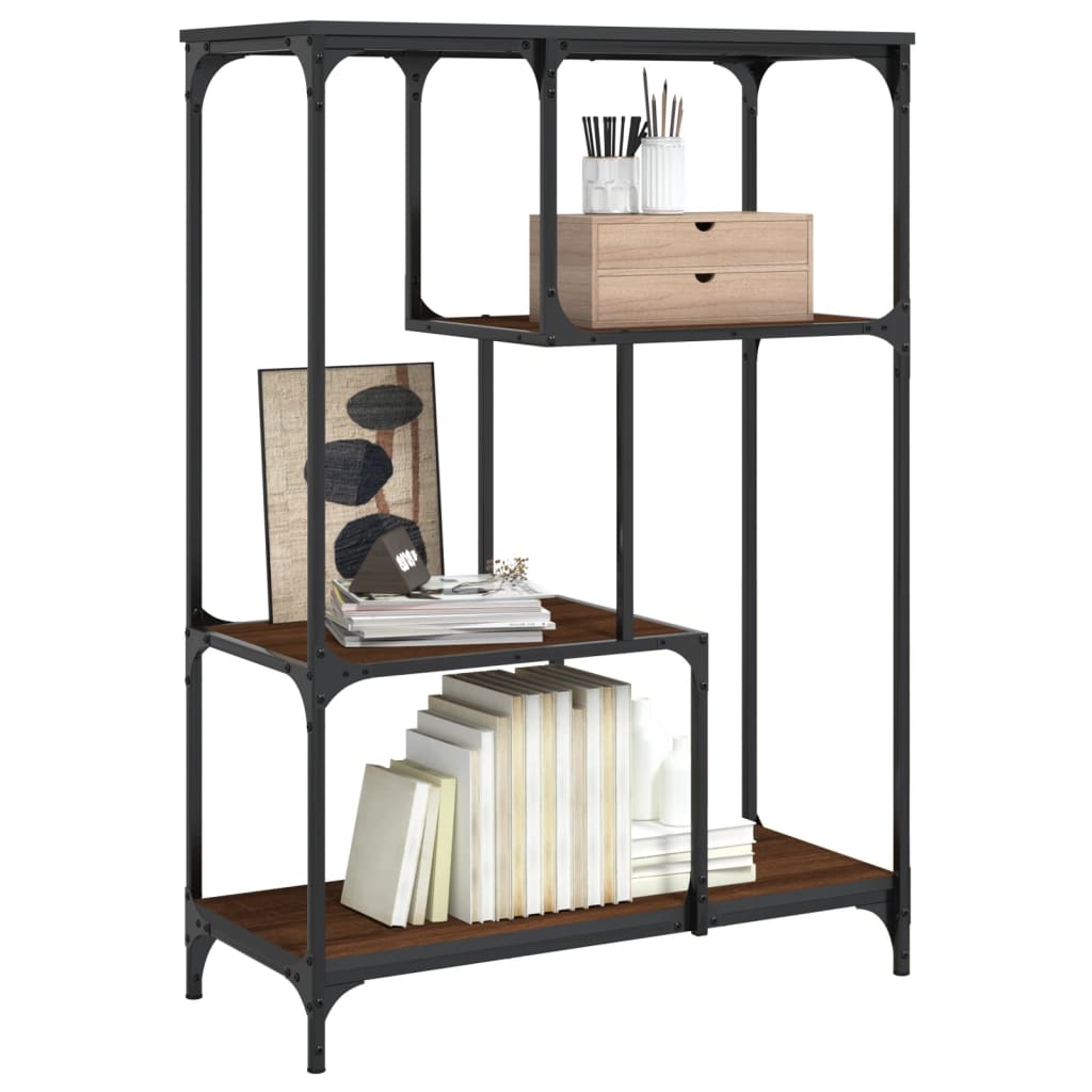 Bibliothèque chêne marron 81x36x115 cm bois ingénierie et acier - XIOS
