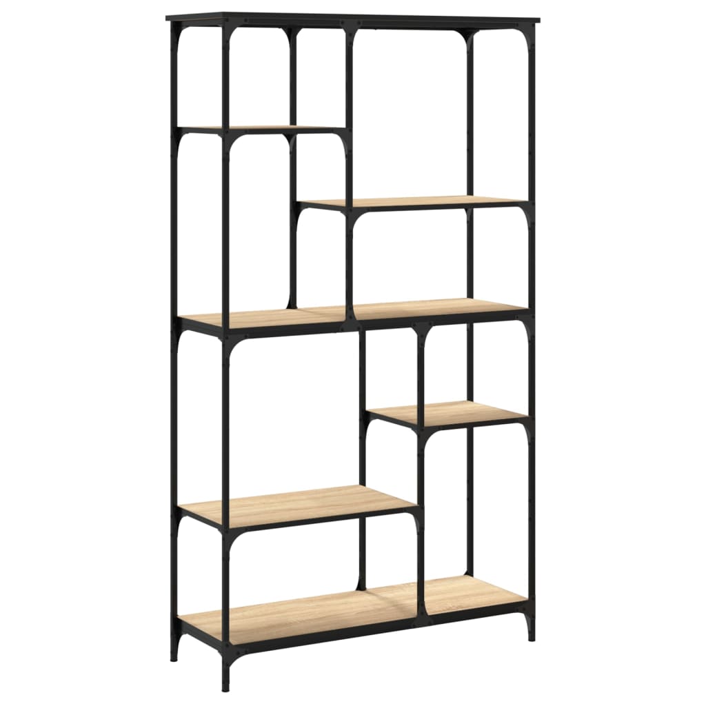 Bibliothèque chêne sonoma 99x35,5x176 cm bois ingénierie acier - XIOS