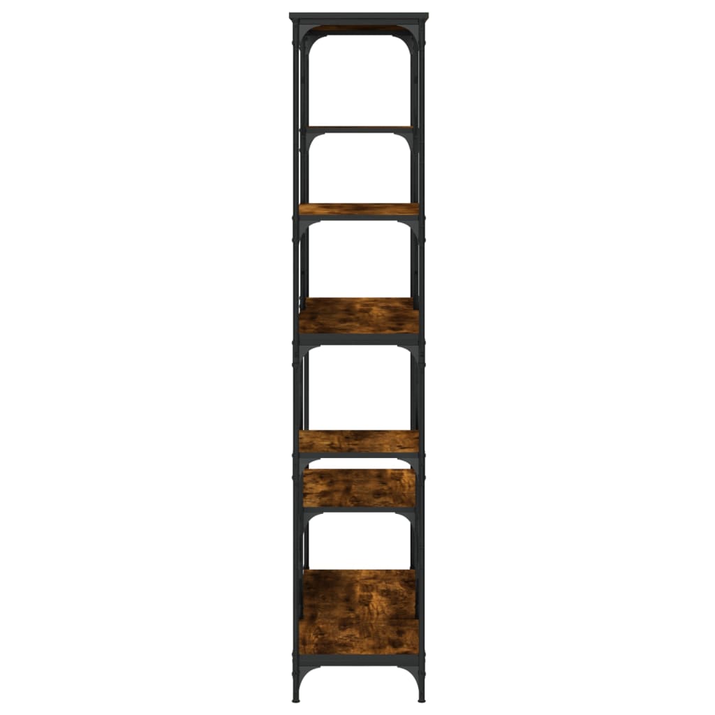 Bibliothèque chêne fumé 99x35,5x176 cm bois ingénierie acier - XIOS