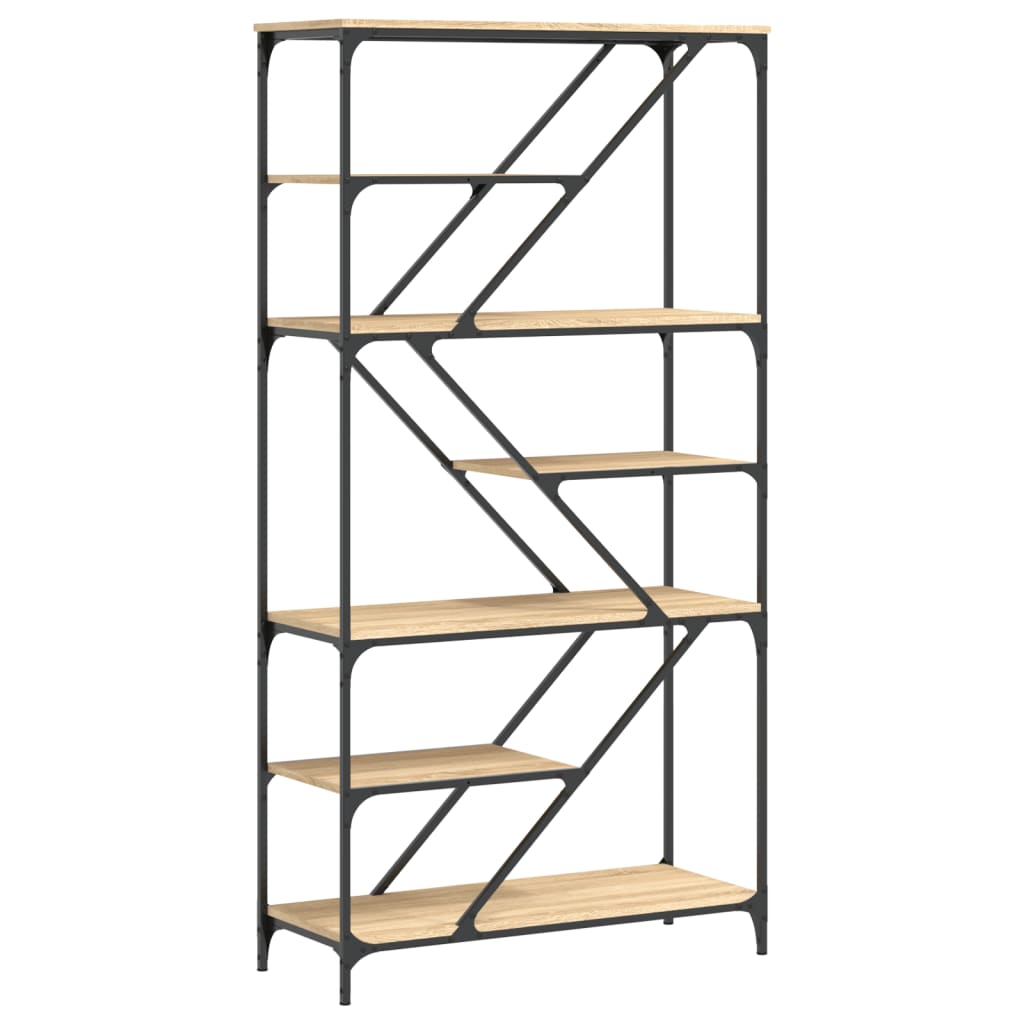 Bibliothèque chêne sonoma 91x36x176 cm bois ingénierie et acier - XIOS