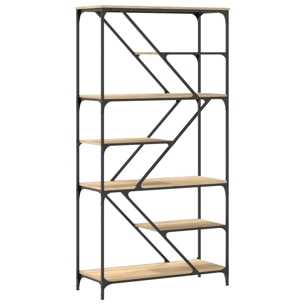 Bibliothèque chêne sonoma 91x36x176 cm bois ingénierie et acier - XIOS