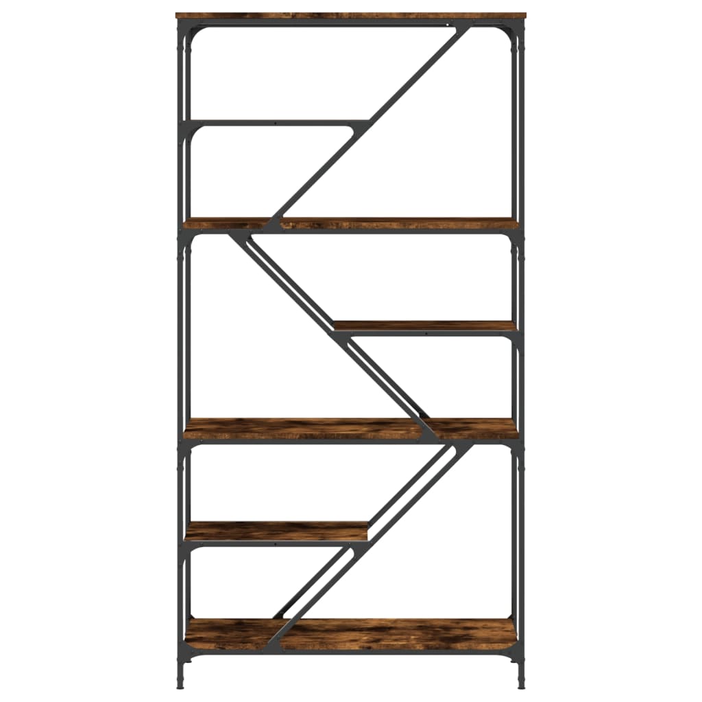 Bibliothèque chêne fumé 91x36x176 cm bois ingénierie et acier - XIOS